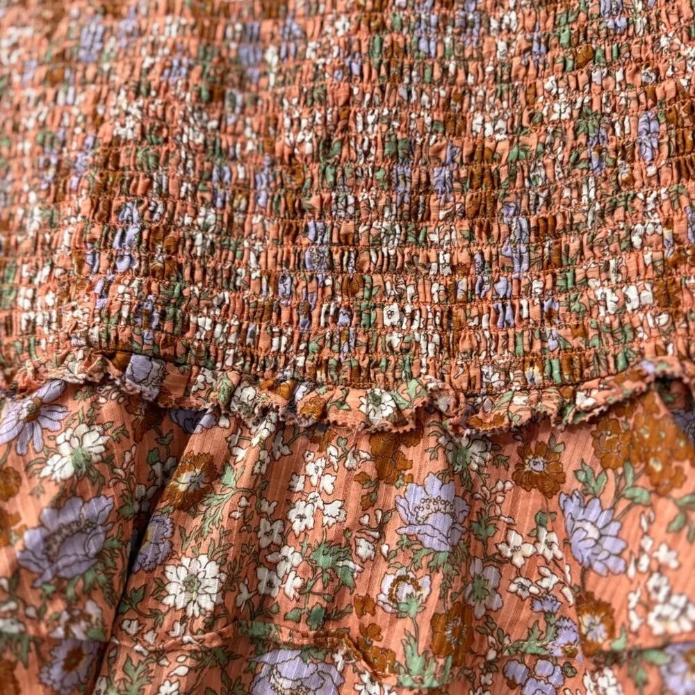 Veronica Beard Melodie Multicolor Floral Smocked Ruffle Mini Skirt Womens Size 4 - Picture 4 of 5